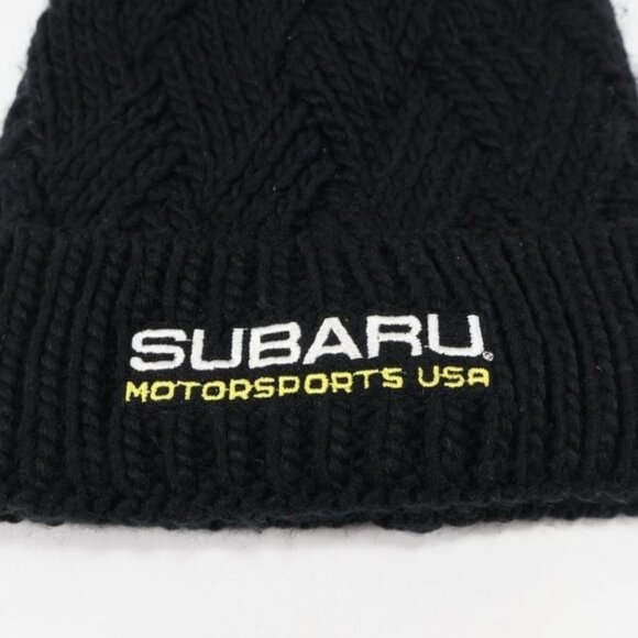 Subaru Motorsports Winter Beanie Hat Black Ski Gear Pom Snowboard Knit - Picture 2 of 4